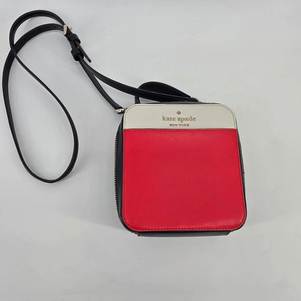 Kate Spade Colorblock Saffiano Leather Crossbody Bag Red White Blue